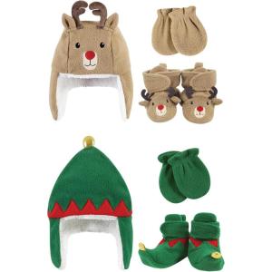 image:imageHudson Baby Girls 12Pc Cotton Headband and Scratch Mitten SetGreen Elf Reindeer