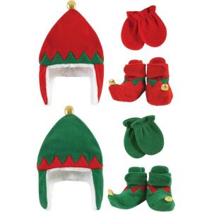 image:imageHudson Baby Girls 12Pc Cotton Headband and Scratch Mitten SetRed Elf Green Elf
