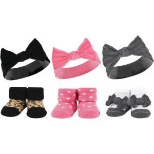 image:imageHudson Baby Girls Headband and Socks GiftsetBlack Wild Rose Leopard