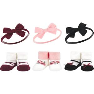 image:imageHudson Baby Girls Headband and Socks GiftsetBurgundy Black