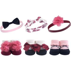 image:imageHudson Baby Girls Headband and Socks GiftsetBurgundy Floral 6piece