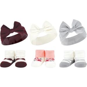 image:imageHudson Baby Girls Headband and Socks GiftsetBurgundy Gray