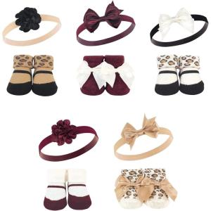 image:imageHudson Baby Girls Headband and Socks GiftsetBurgundy Leopard 10pack