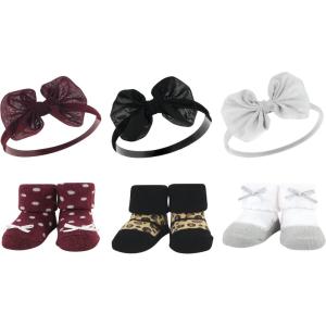 image:imageHudson Baby Girls Headband and Socks GiftsetBurgundy Leopard