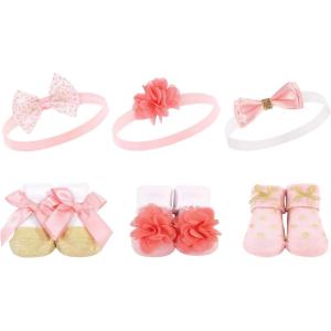 image:imageHudson Baby Girls Headband and Socks GiftsetCoral Gold 6piece
