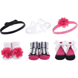image:imageHudson Baby Girls Headband and Socks GiftsetDark Pink Black 6pack