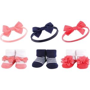 image:imageHudson Baby Girls Headband and Socks GiftsetNavy Coral