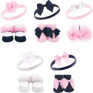 image:imageHudson Baby Girls Headband and Socks GiftsetNavy White 10pack