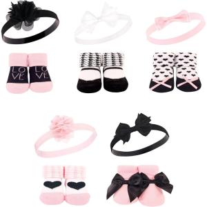 image:imageHudson Baby Girls Headband and Socks GiftsetPink Black Love 10pack