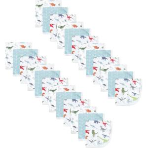 image:imageHudson Baby Unisex Baby 24Pc Cotton Muslin Washcloths Poppy Daisy One SizeDino