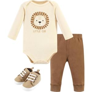 image:imageHudson Baby Unisex Baby Cotton Bodysuit Pant and Shoe Set Brave Lion 03 Months