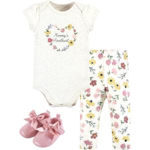 image:imageHudson Baby Unisex Baby Cotton Bodysuit Pant and Shoe Set Soft Painted Floral 912 Months