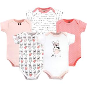 image:imageHudson Baby Unisex Baby Cotton Bodysuits 5 PieceBonjour Pink