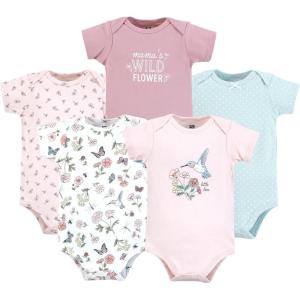 image:imageHudson Baby Unisex Baby Cotton Bodysuits 5 PieceHummingbird Garden
