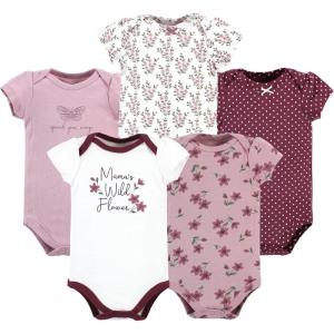image:imageHudson Baby Unisex Baby Cotton Bodysuits 5 PiecePlum Wildflower