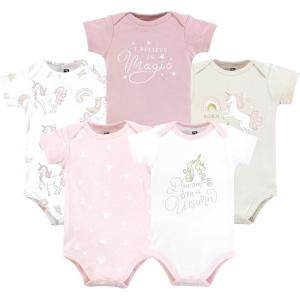 image:imageHudson Baby Unisex Baby Cotton Bodysuits 5 PieceUnicorn Dreams Pink
