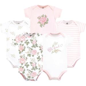 image:imageHudson Baby Unisex Baby Cotton Bodysuits 5 PieceVintage Rose