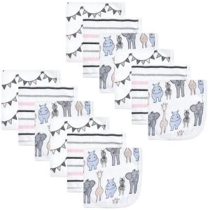 image:imageHudson Baby Unisex Baby Cotton Muslin Washcloths Enchanted Forest One SizePink Safari