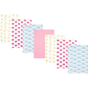 image:imageHudson Baby Unisex Baby Cotton Polyester Flannel Burp ClothsCloudy Rainbow 7pack