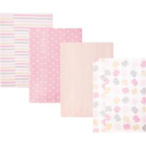 image:imageHudson Baby Unisex Baby Cotton Polyester Flannel Burp ClothsMulti Color Girl Elephant 4pack