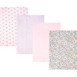 image:imageHudson Baby Unisex Baby Cotton Polyester Flannel Burp ClothsOutline Floral Soft Pink 4pack