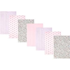 image:imageHudson Baby Unisex Baby Cotton Polyester Flannel Burp ClothsOutline Floral Soft Pink 7pack