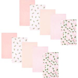 image:imageHudson Baby Unisex Baby Cotton Polyester Flannel Burp ClothsPink Peony 10pack