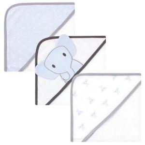 image:imageHudson Baby Unisex Baby Cotton Rich Hooded Towels Gray Modern Elephant One SizeBlue Elephant