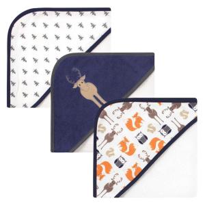 image:imageHudson Baby Unisex Baby Cotton Rich Hooded Towels Gray Modern Elephant One SizeBlue Moose