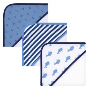 image:imageHudson Baby Unisex Baby Cotton Rich Hooded Towels Gray Modern Elephant One SizeBlue Whale