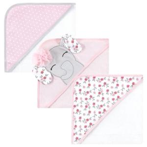image:imageHudson Baby Unisex Baby Cotton Rich Hooded Towels Gray Modern Elephant One SizeFloral Pretty Elephant