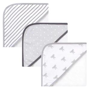 image:imageHudson Baby Unisex Baby Cotton Rich Hooded Towels Gray Modern Elephant One SizeModern Elephant