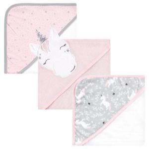 image:imageHudson Baby Unisex Baby Cotton Rich Hooded Towels Gray Modern Elephant One SizePink Unicorn