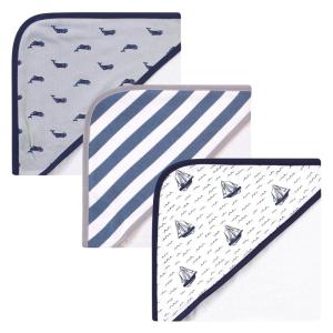 image:imageHudson Baby Unisex Baby Cotton Rich Hooded Towels Gray Modern Elephant One SizeSailboat