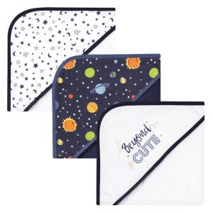 image:imageHudson Baby Unisex Baby Cotton Rich Hooded Towels Gray Modern Elephant One SizeSolar System