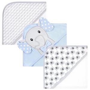 image:imageHudson Baby Unisex Baby Cotton Rich Hooded Towels Gray Modern Elephant One SizeWhite Dots Gray Elephant