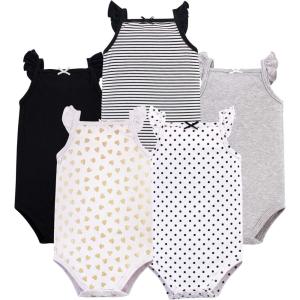 image:imageHudson Baby Unisex Baby Cotton Sleeveless BodysuitsBasic Black Gold