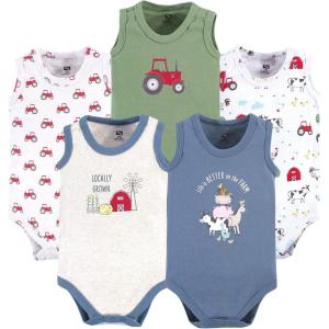 image:imageHudson Baby Unisex Baby Cotton Sleeveless BodysuitsBoy Farm Animals