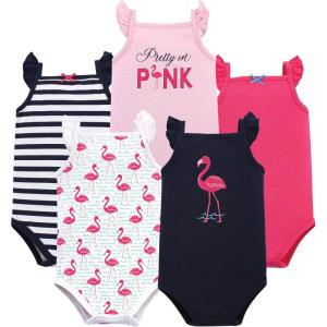 image:imageHudson Baby Unisex Baby Cotton Sleeveless BodysuitsBright Flamingo