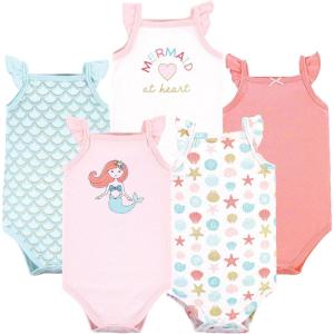 image:imageHudson Baby Unisex Baby Cotton Sleeveless BodysuitsCoral Mint Mermaid