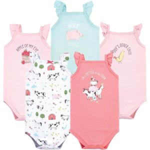 image:imageHudson Baby Unisex Baby Cotton Sleeveless BodysuitsGirl Farm Animals