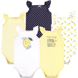 image:imageHudson Baby Unisex Baby Cotton Sleeveless BodysuitsNavy Lemon
