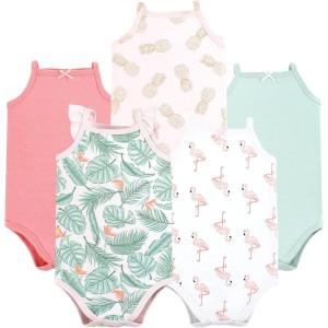 image:imageHudson Baby Unisex Baby Cotton Sleeveless BodysuitsPalm Flamingo