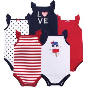 image:imageHudson Baby Unisex Baby Cotton Sleeveless BodysuitsShining Stars Stripes