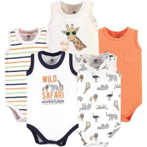 image:imageHudson Baby Unisex Baby Cotton Sleeveless BodysuitsWild Safari