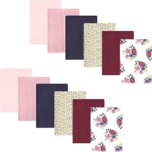 image:imageHudson Baby Unisex Baby Flannel Burp Cloth 12pk Fun Desert One SizeBlush Navy Floral