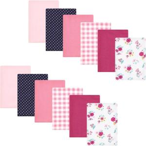 image:imageHudson Baby Unisex Baby Flannel Burp Cloth 12pk Fun Desert One SizeButterfly Floral