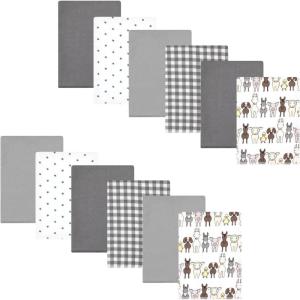 image:imageHudson Baby Unisex Baby Flannel Burp Cloth 12pk Fun Desert One SizeFarm Friends Grey