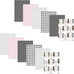 image:imageHudson Baby Unisex Baby Flannel Burp Cloth 12pk Fun Desert One SizeFarm Friends Pink