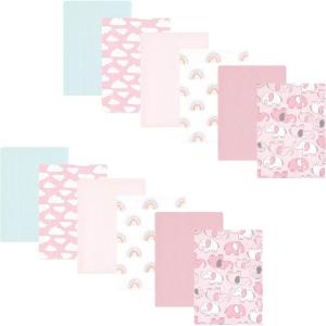 image:imageHudson Baby Unisex Baby Flannel Burp Cloth 12pk Fun Desert One SizeGirl New Elephant